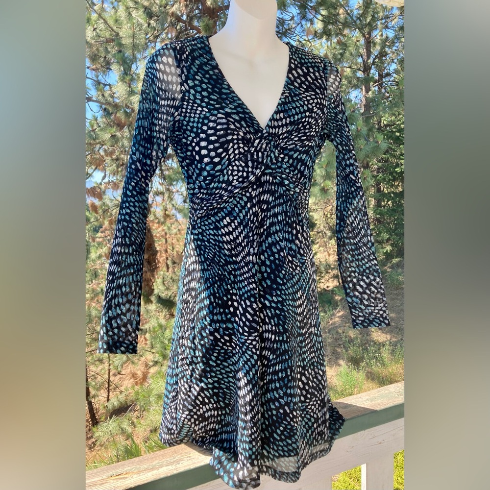 Esprit Black and Blue Long Sleeve Dress